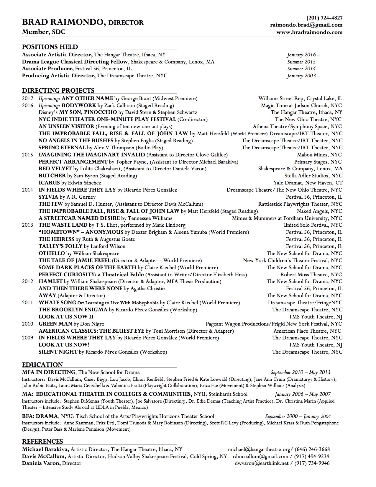 teaching artist resumes